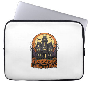 Witch Friends Halloween Haunted House Shirt_1 Laptop Sleeve