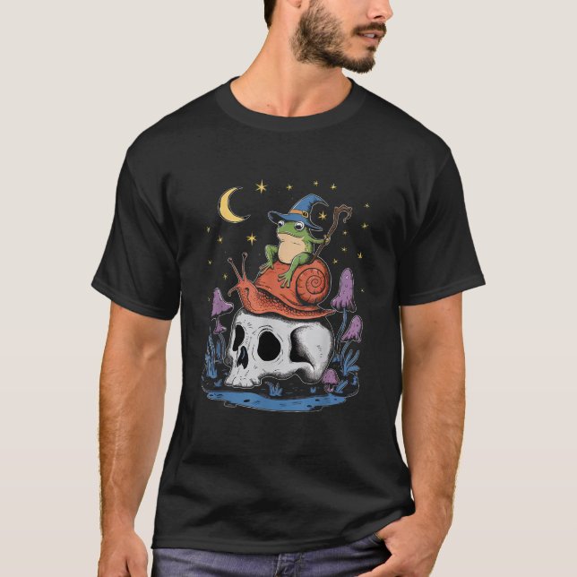 Witch Frog Snail Mushroom Goblincore pastel goth C T-Shirt (Front)