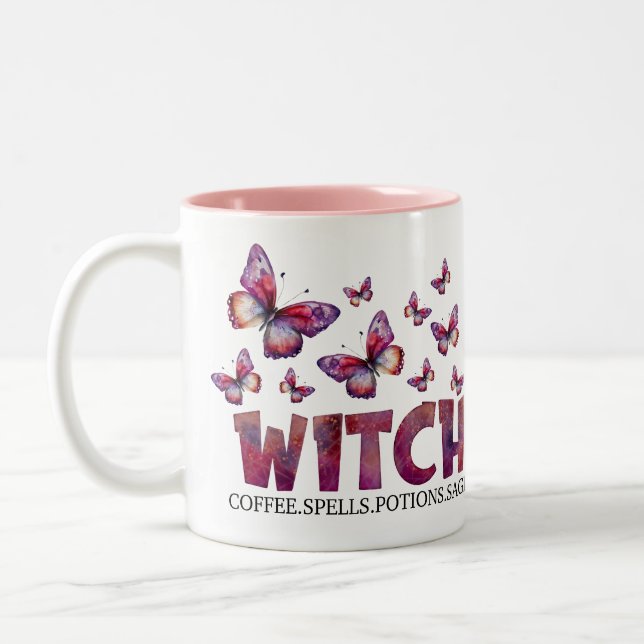Witch Galaxy: Unleash Magic with Coffee & Spells  Two-Tone Coffee Mug (Left)