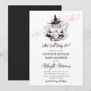Witch Gender Reveal Halloween Baby Shower  Invitation