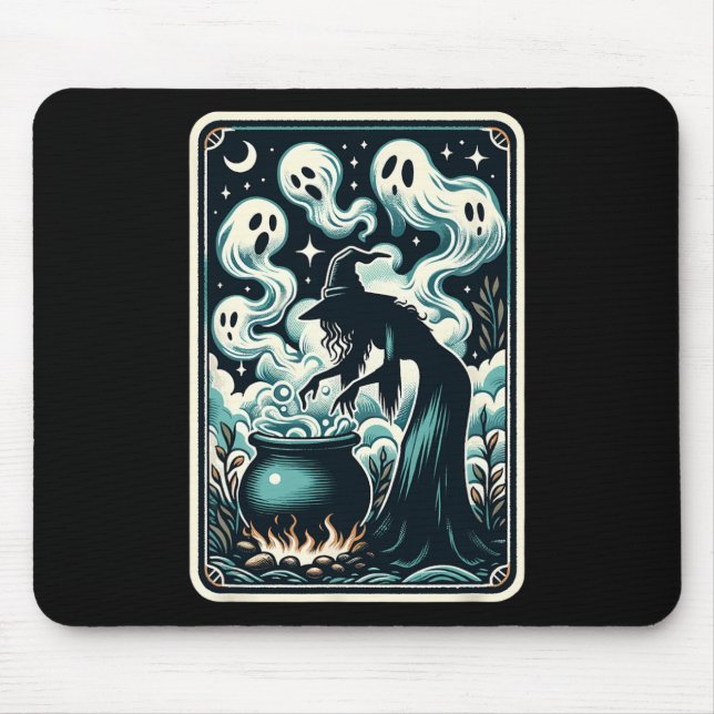 Witch Ghost Cauldron Gothic Supernatural Tarot Car Mouse Mat (Front)