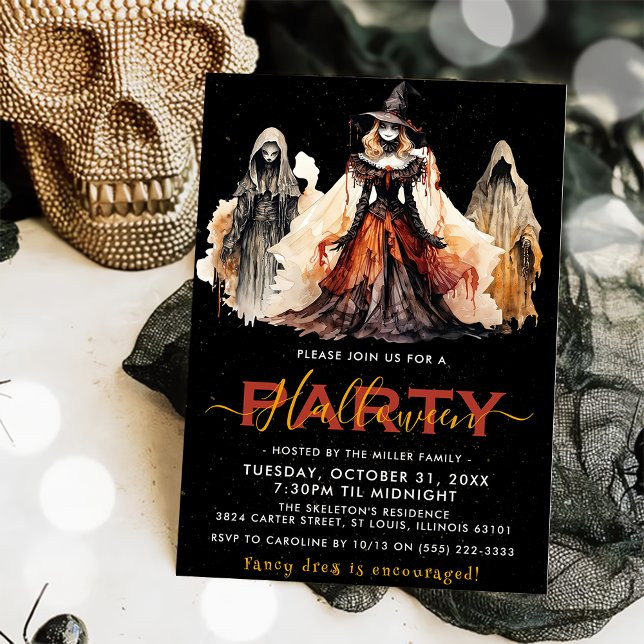 Witch & Ghost Halloween Party Invitation (Creator Uploaded)