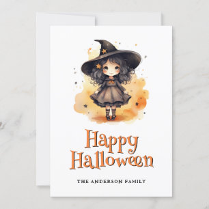 Witch Ghosts Pumpkins Happy Halloween Card