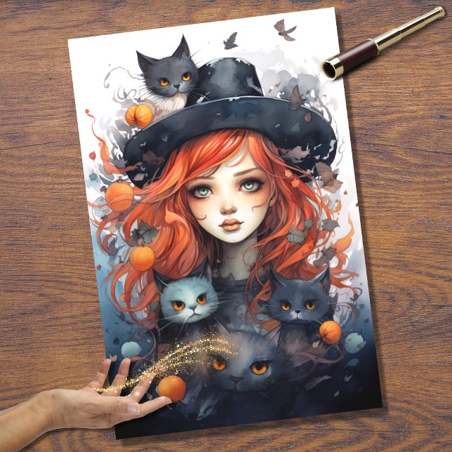 Witch Girl 4 Halloween Decoupage Paper (Creator Uploaded)
