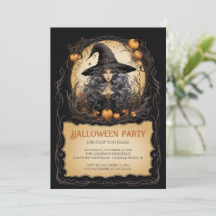 Witch Girl Gothic Halloween Invitation