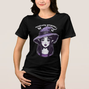 Witch Girl Women’s T-Shirt Fantasy Gothic Magic Tri-Blend Shirt