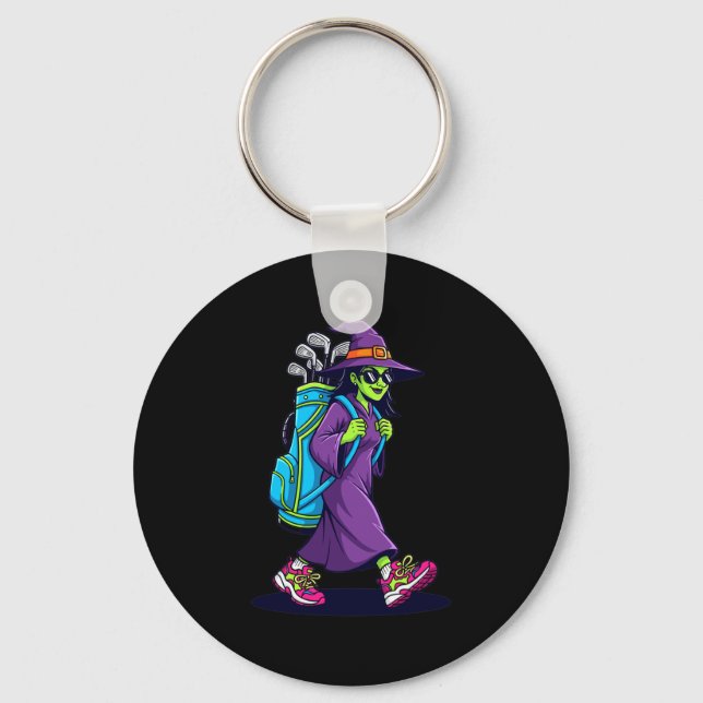 Witch Golf Halloween Costume Funny Retro Design Lo Key Ring (Front)