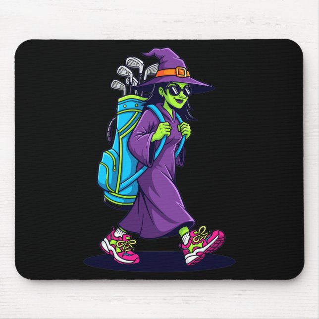 Witch Golf Halloween Costume Funny Retro Design Lo Mouse Mat (Front)