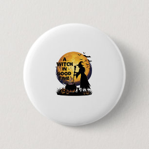 Witch Good Time Halloween Moon Cauldron_1 6 Cm Round Badge