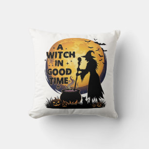 Witch Good Time Halloween Moon Cauldron_1 Cushion