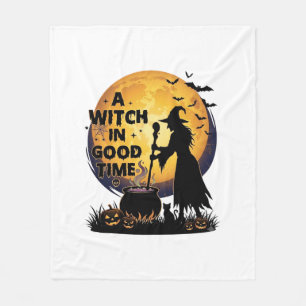 Witch Good Time Halloween Moon Cauldron_1 Fleece Blanket