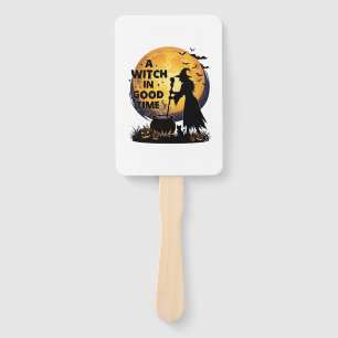 Witch Good Time Halloween Moon Cauldron_1 Hand Fan