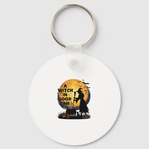 Witch Good Time Halloween Moon Cauldron_1 Key Ring