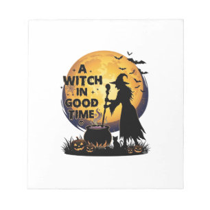 Witch Good Time Halloween Moon Cauldron_1 Notepad
