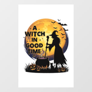 Witch Good Time Halloween Moon Cauldron_1 Window Cling