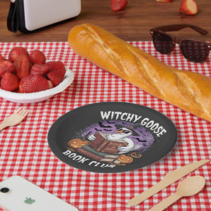 Witch Goose Book Club Spooky Halloween Animal Paper Plate