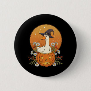 Witch Goose Halloween Pumpkin Flowers Cute Funny 6 Cm Round Badge