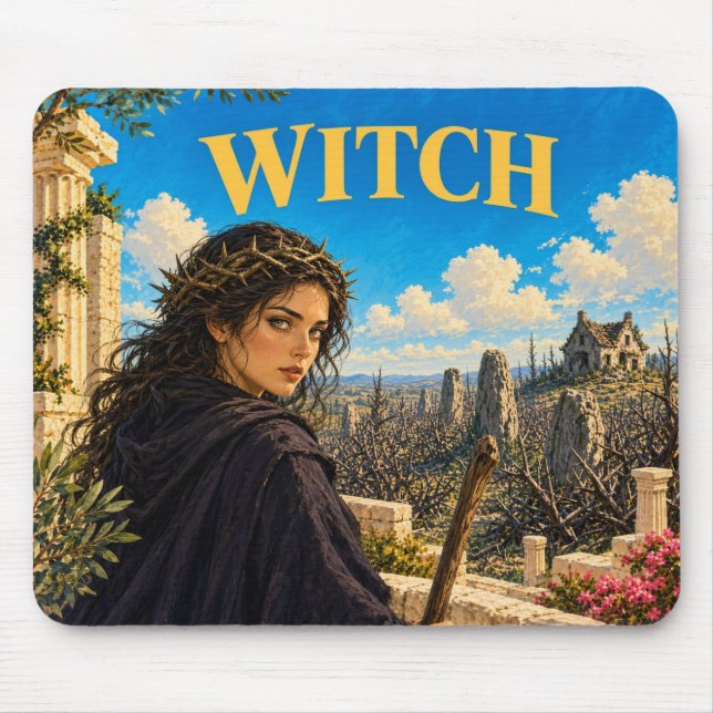 Witch, Gothic Fantasy Monster Mouse Mat (Front)