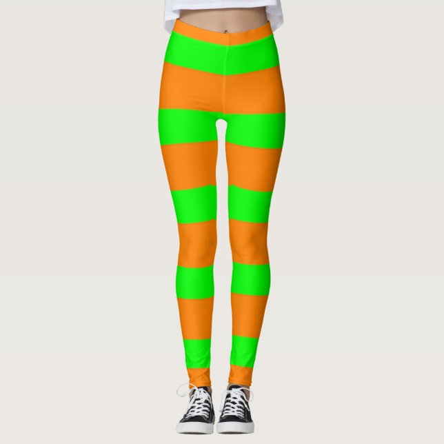 Witch Green and Orange Pattern Leggings (Front)