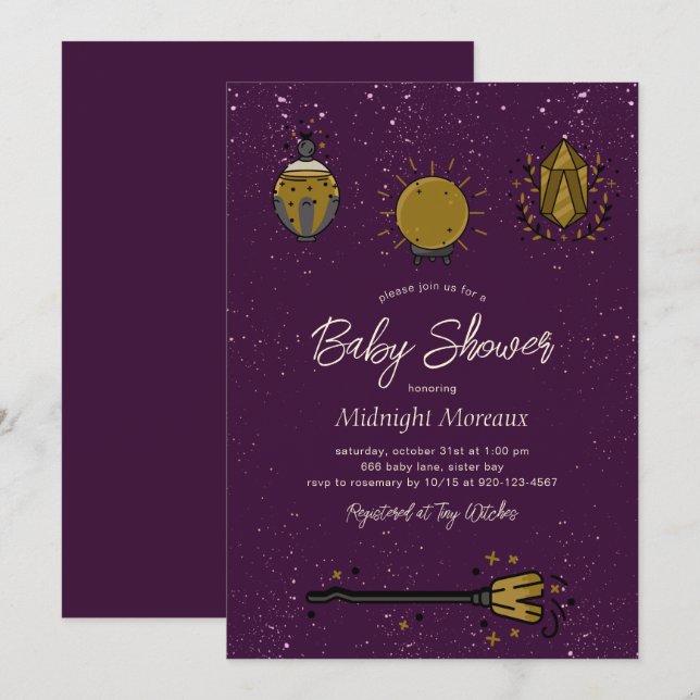 Witch Halloween Baby Shower Invitation (Front/Back)