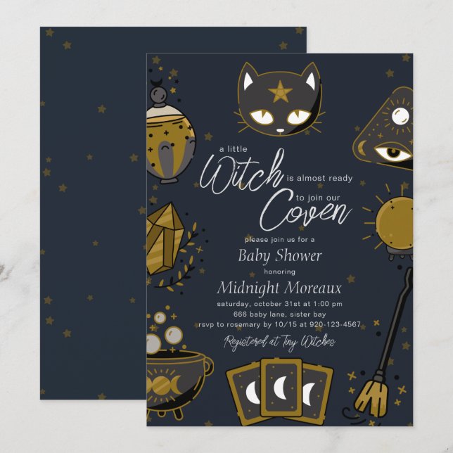 Witch Halloween Baby Shower Invitation (Front/Back)