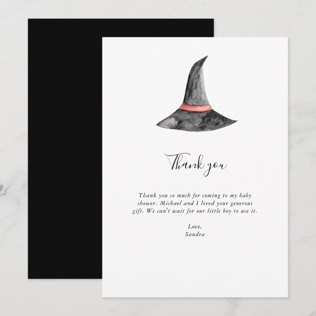 Witch Halloween Baby Shower Thank you Minimal (Front/Back)