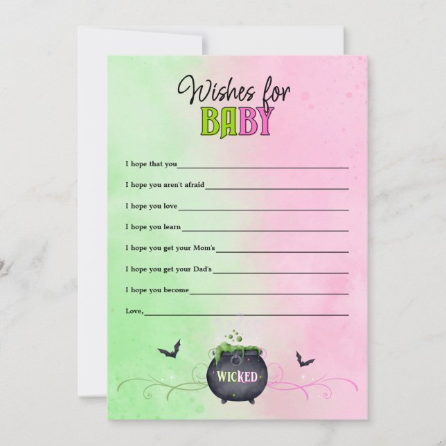 Witch Halloween Baby Shower Wishes for Baby Game Invitation (Front)