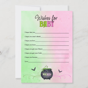 Witch Halloween Baby Shower Wishes for Baby Game Invitation