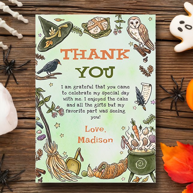 Witch Halloween Boy Birthday Party Thank You Card (Creator Uploaded)