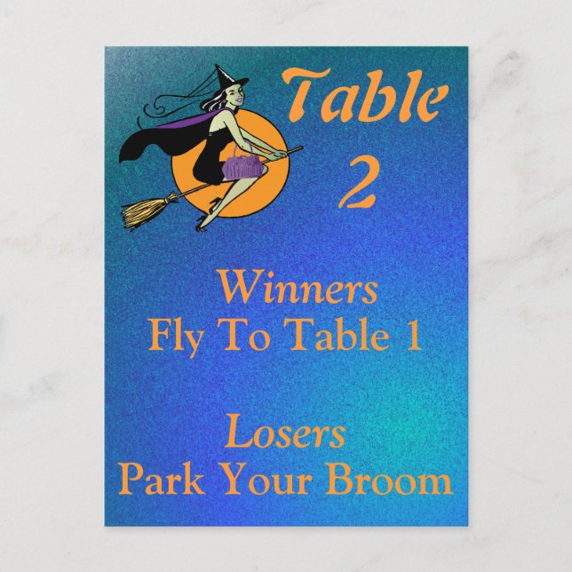 Witch Halloween Bunco Table Card Number 2 (Front)