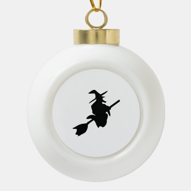 witch halloween ceramic ball christmas ornament (Front)