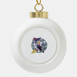 witch halloween ceramic ball christmas ornament