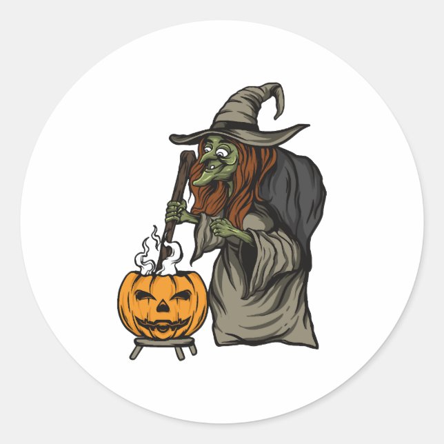 Witch Halloween           Classic Round Sticker (Front)
