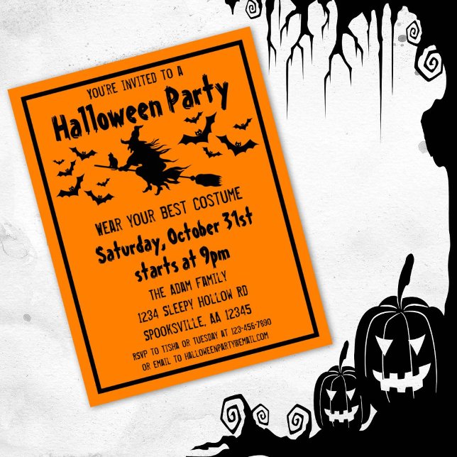 Witch Halloween Costume Party Invitation Postcard (Creator Uploaded)