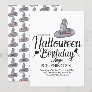 Witch Halloween Doodle Birthday Party Event   Invitation