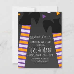 Witch Halloween Fall Gender Reveal  Invitation
