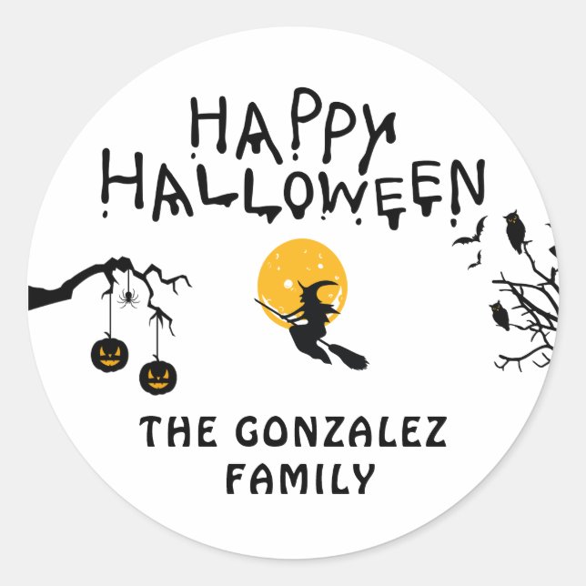 Witch Halloween Family Round Sticker (Front)