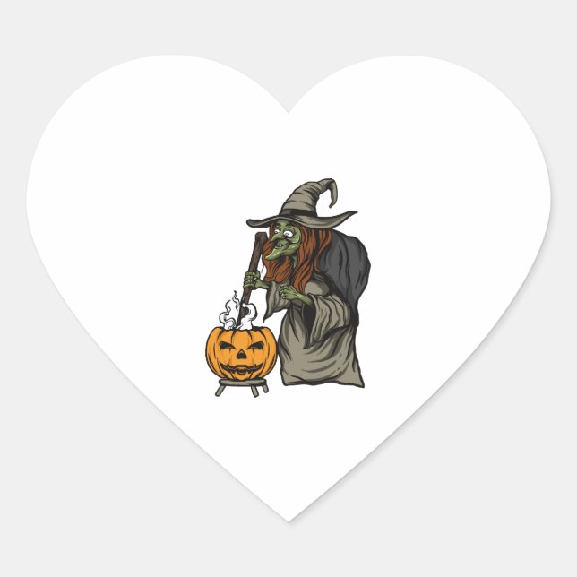 Witch Halloween           Heart Sticker (Front)