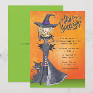 Witch Halloween Invitation, Adult Costume Party Invitation