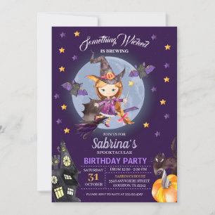 Witch Halloween Kids Birthday Party Invitation