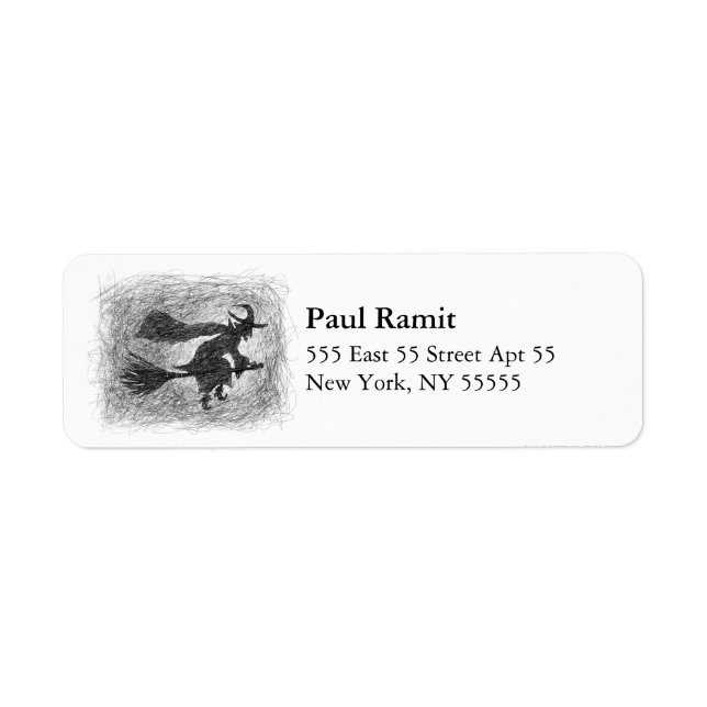 Witch Halloween Label Grey (Front)
