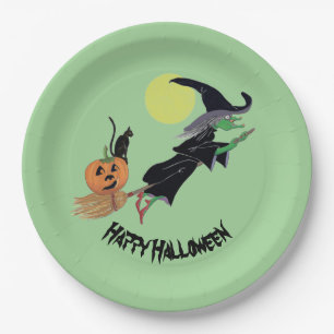 Witch Halloween Party Fun Colourful Paper Plate