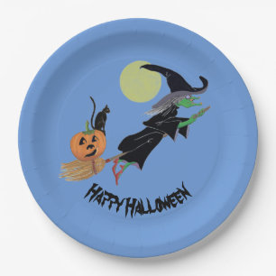 Witch Halloween Party Fun Colourful Paper Plate