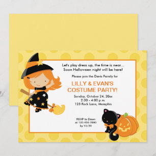 Witch Halloween Party Girls Birthday Invite