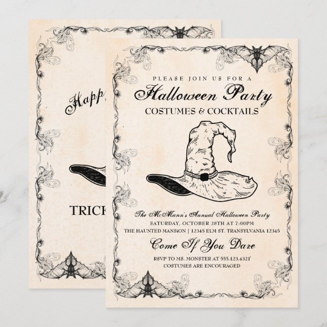 Witch Halloween Party Invitation (Front/Back)