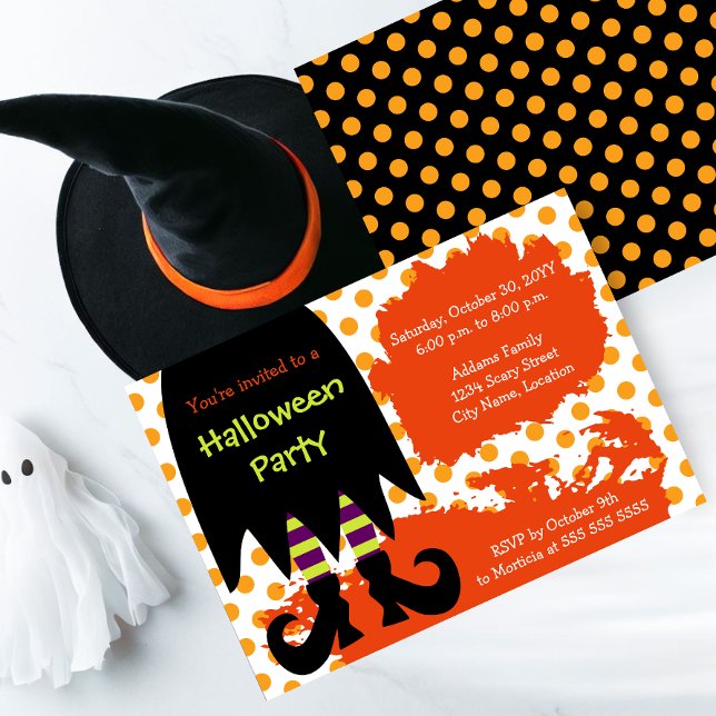 Witch Halloween Party Invitation (A bewitching Halloween party invite perfect for kids and adults.)