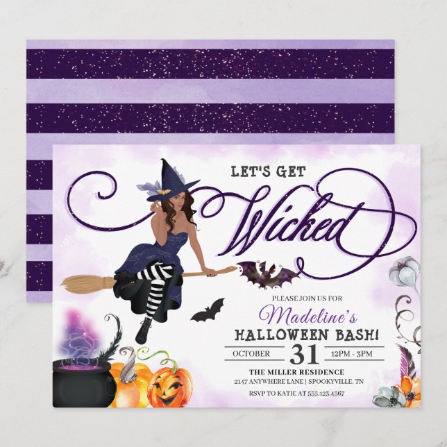Witch Halloween Party Invitation (Front/Back)