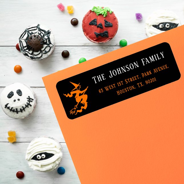 Witch Halloween Party Mail Black Return Address (Witch Halloween Party Mail Black Return Address Label)