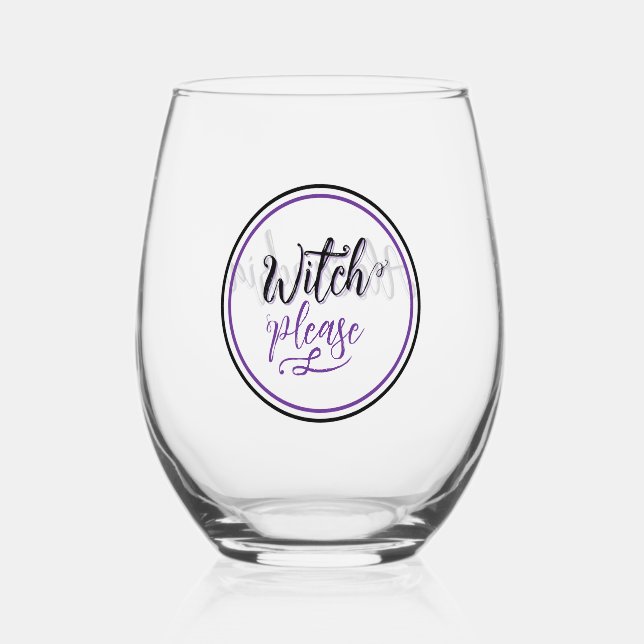 Witch Halloween Personalized Party Favor Stemless Wine Glass (Front)