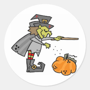 Witch Halloween, Pumpkin Classic Round Sticker